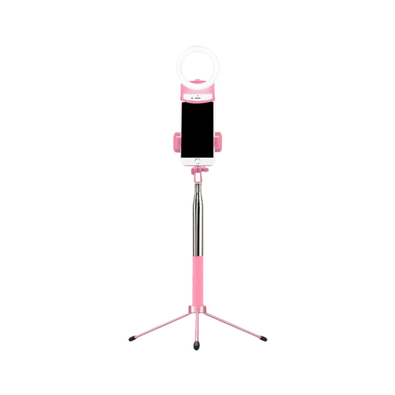 Ring Make-Up Lamp Contemporary Metal Mobile Phone Holder LED Fill Flush Light in Pink Clearhalo 'Cast Iron' 'Glass' 'Industrial' 'Modern wall lights' 'Modern' 'Tiffany' 'Traditional wall lights' 'Vanity Lights' 'Wall Lights' Lighting' 1781458