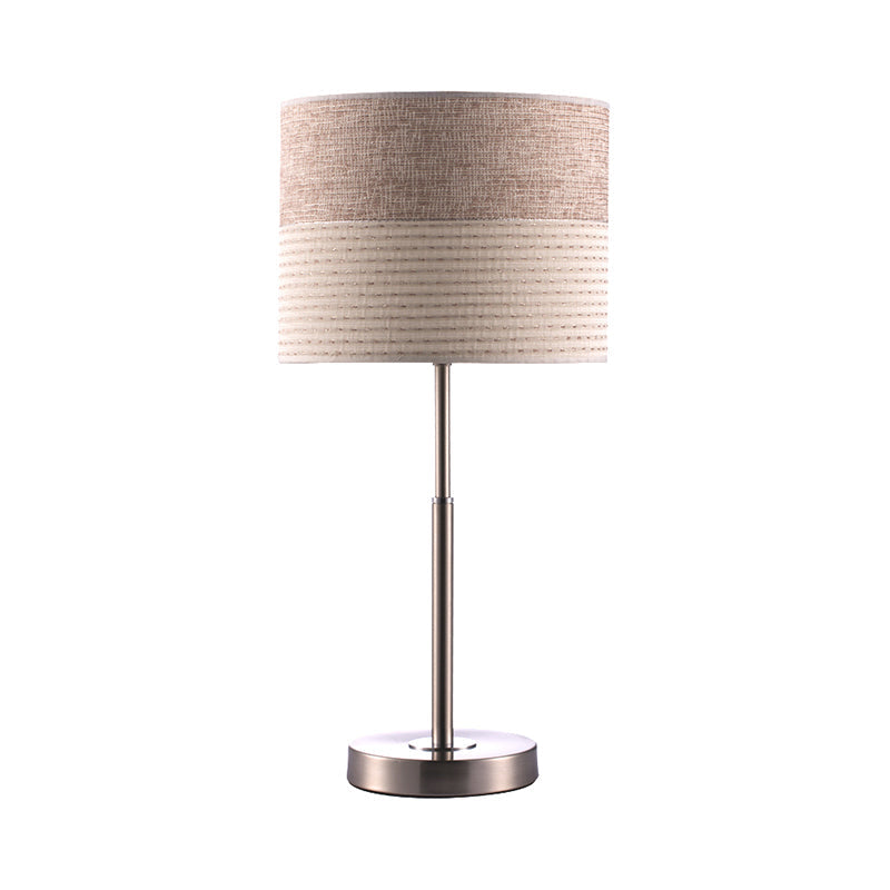Contemporary Cylinder Night Lighting Fabric 1-Light Bedside Nightstand Lamp in Cream Gray Cream Gray Clearhalo 'Lamps' 'Table Lamps' Lighting' 1781587