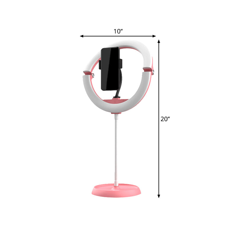 Simplicity Folded Round Vanity Lamp Metal Mobile Phone Support LED Fill-in Light in Black/White/Pink Clearhalo 'Cast Iron' 'Glass' 'Industrial' 'Modern wall lights' 'Modern' 'Tiffany' 'Traditional wall lights' 'Vanity Lights' 'Wall Lights' Lighting' 1781605
