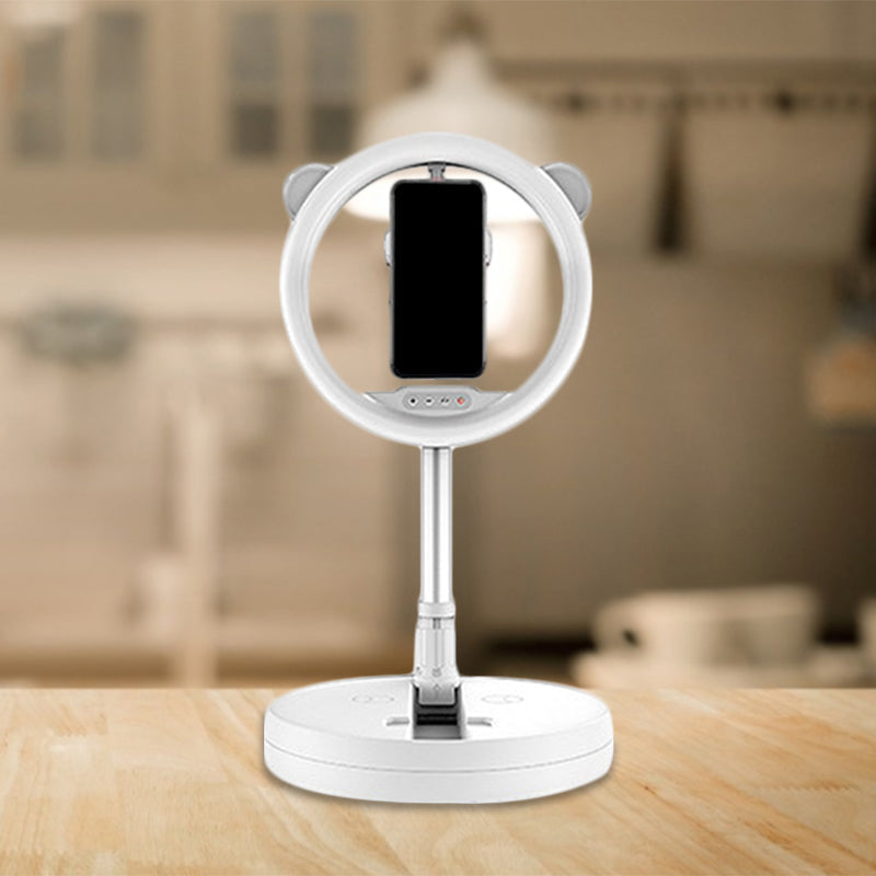 Circular Make-Up Light Minimalist Metal Mobile Phone Support LED Fill-in Lighting in Black/White Light with USB Port Clearhalo 'Cast Iron' 'Glass' 'Industrial' 'Modern wall lights' 'Modern' 'Tiffany' 'Traditional wall lights' 'Vanity Lights' 'Wall Lights' Lighting' 1781629