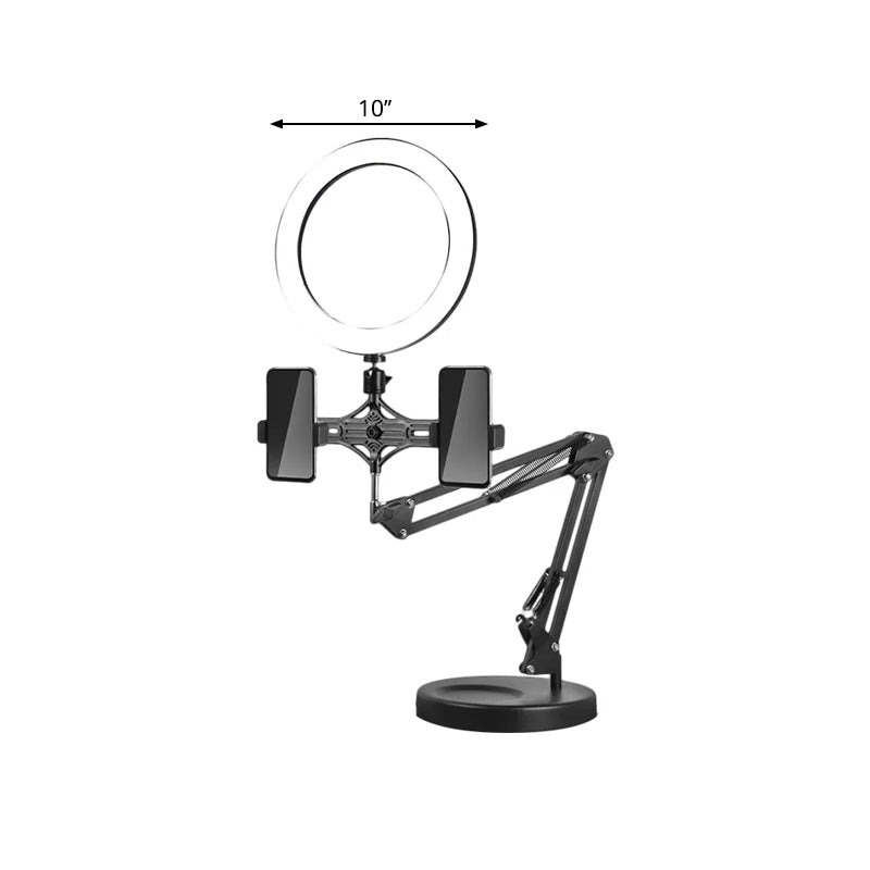 Circular Shaped Mirror Lamp Simplicity Black USB LED Fill-in Flash Lighting with Adjustable Arm Clearhalo 'Cast Iron' 'Glass' 'Industrial' 'Modern wall lights' 'Modern' 'Tiffany' 'Traditional wall lights' 'Vanity Lights' 'Wall Lights' Lighting' 1781713