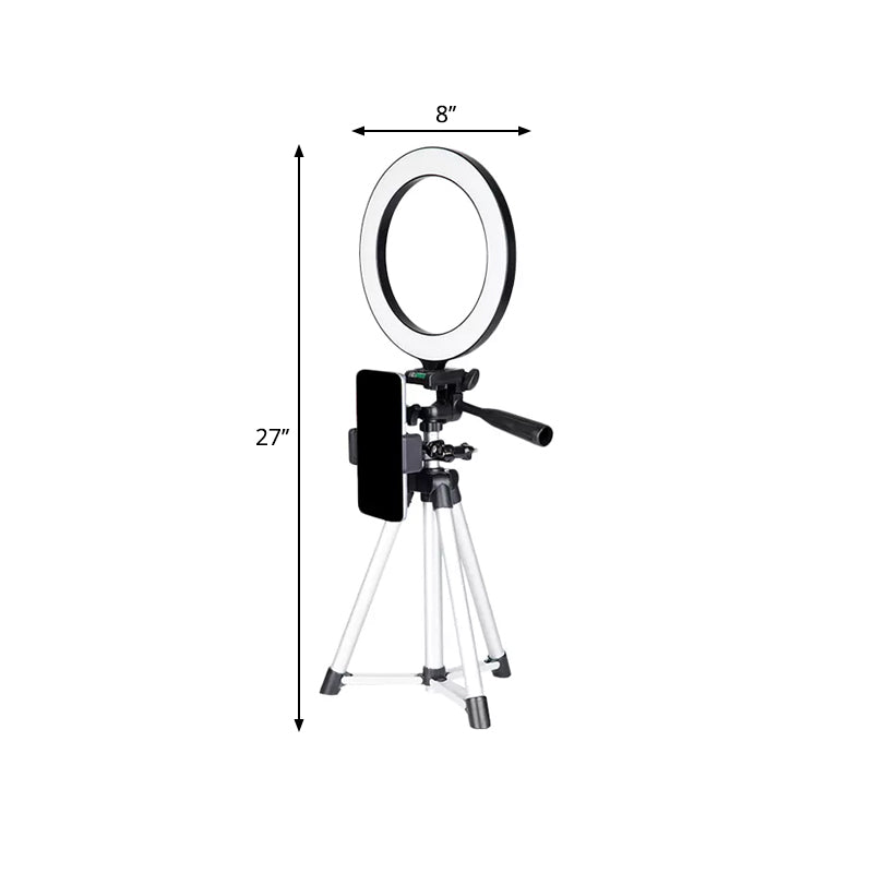 Ring Shaped Metal Fill Lamp Minimal White Adjustable LED Vanity Lighting with Tripod Stand Clearhalo 'Cast Iron' 'Glass' 'Industrial' 'Modern wall lights' 'Modern' 'Tiffany' 'Traditional wall lights' 'Vanity Lights' 'Wall Lights' Lighting' 1781725