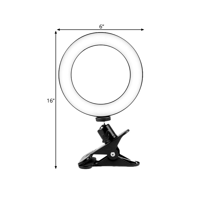 Black Circular Shade Mirror Lamp Minimalist Metallic USB LED Fill Lamp with Tripod Stand Clearhalo 'Cast Iron' 'Glass' 'Industrial' 'Modern wall lights' 'Modern' 'Tiffany' 'Traditional wall lights' 'Vanity Lights' 'Wall Lights' Lighting' 1781729