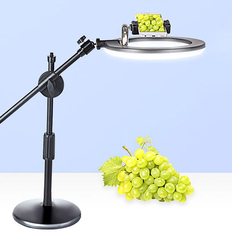 Round Shaped Iron Vanity Lighting Minimalist Black Finish LED Fill Light with Mobile Phone Holder Design Clearhalo 'Cast Iron' 'Glass' 'Industrial' 'Modern wall lights' 'Modern' 'Tiffany' 'Traditional wall lights' 'Vanity Lights' 'Wall Lights' Lighting' 1781766