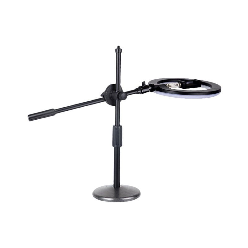 Round Shaped Iron Vanity Lighting Minimalist Black Finish LED Fill Light with Mobile Phone Holder Design Clearhalo 'Cast Iron' 'Glass' 'Industrial' 'Modern wall lights' 'Modern' 'Tiffany' 'Traditional wall lights' 'Vanity Lights' 'Wall Lights' Lighting' 1781767