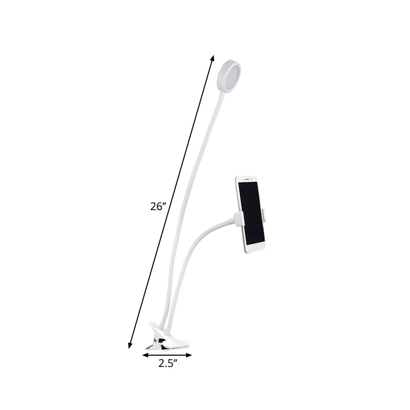 Round Fill Flush Light Contemporary Metal Black/White LED Flexible Vanity Lighting with Clip on Base Clearhalo 'Cast Iron' 'Glass' 'Industrial' 'Modern wall lights' 'Modern' 'Tiffany' 'Traditional wall lights' 'Vanity Lights' 'Wall Lights' Lighting' 1781798