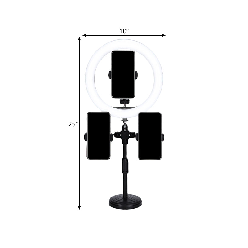 Minimal LED Mirror Lamp Black Finish Round USB Fill Flash Light with Metallic Shade Clearhalo 'Cast Iron' 'Glass' 'Industrial' 'Modern wall lights' 'Modern' 'Tiffany' 'Traditional wall lights' 'Vanity Lights' 'Wall Lights' Lighting' 1781827