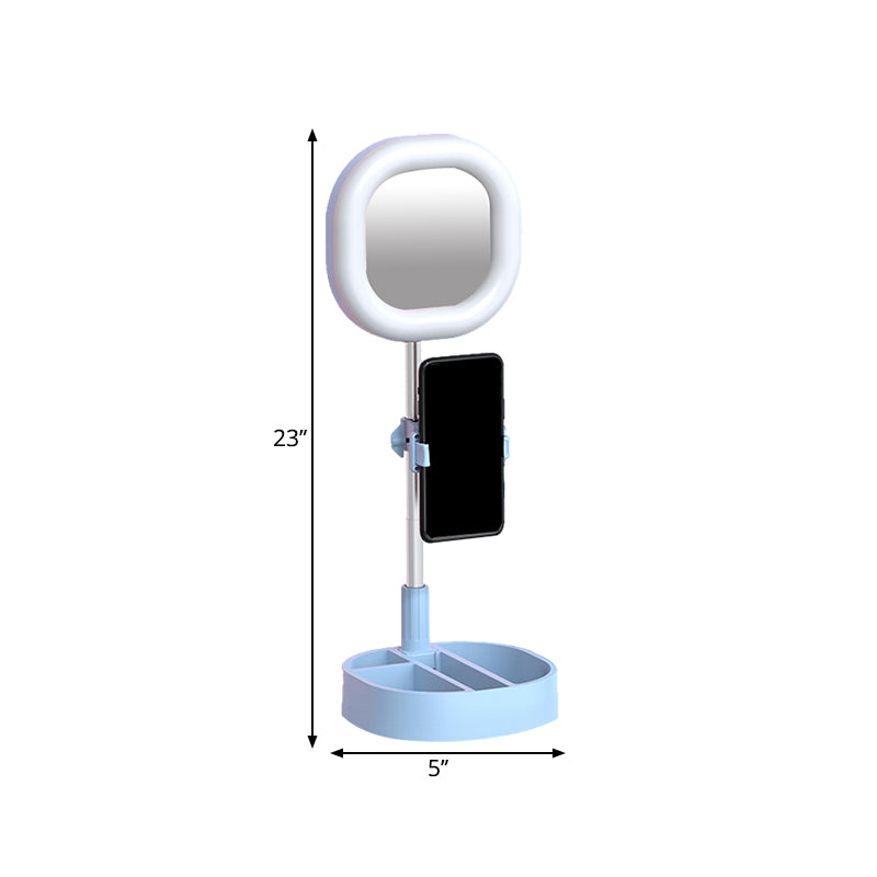 Squared LED Mirror Light Simple Style Metallic Black/Pink/Blue Finish Fill-in Lighting with USB Port Clearhalo 'Cast Iron' 'Glass' 'Industrial' 'Modern wall lights' 'Modern' 'Tiffany' 'Traditional wall lights' 'Vanity Lights' 'Wall Lights' Lighting' 1781999