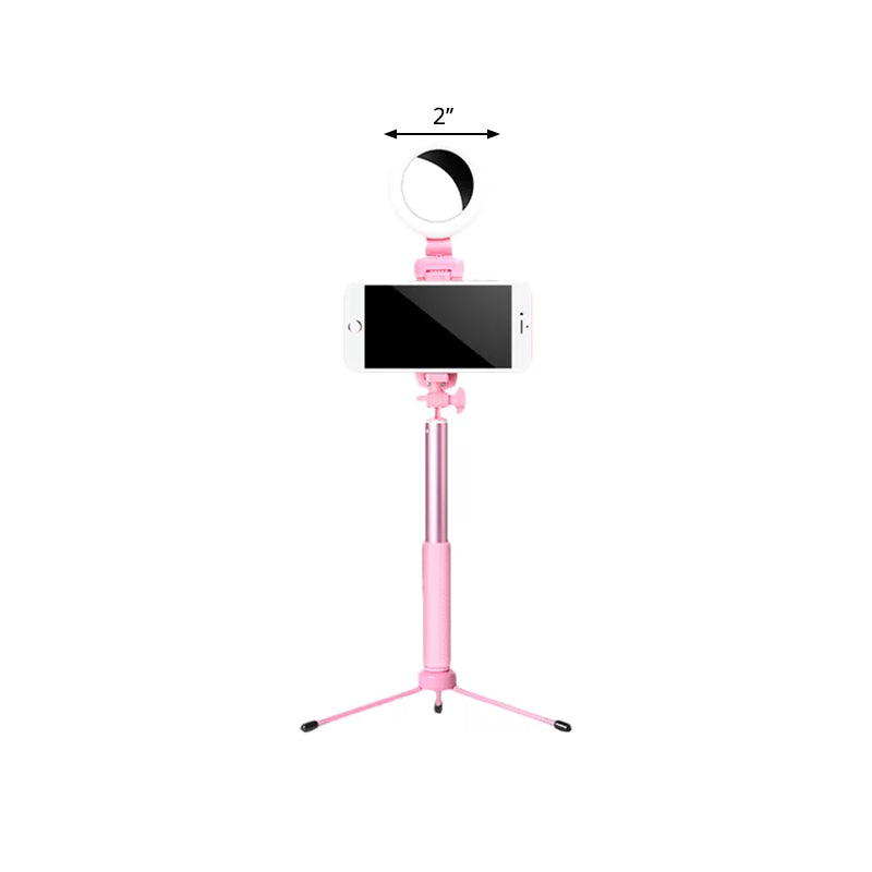 Modernist LED Mirror Lighting Pink Circle USB Fill Lamp with Metallic Shade, Mobile Phone Holder Design Clearhalo 'Cast Iron' 'Glass' 'Industrial' 'Modern wall lights' 'Modern' 'Tiffany' 'Traditional wall lights' 'Vanity Lights' 'Wall Lights' Lighting' 1782013