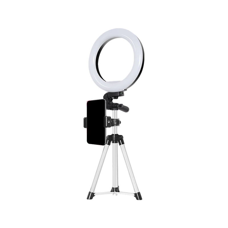 Circle Metallic Vanity Lighting Modern Style Black USB LED Fill Flash Light with Tripod Design Clearhalo 'Cast Iron' 'Glass' 'Industrial' 'Modern wall lights' 'Modern' 'Tiffany' 'Traditional wall lights' 'Vanity Lights' 'Wall Lights' Lighting' 1782050