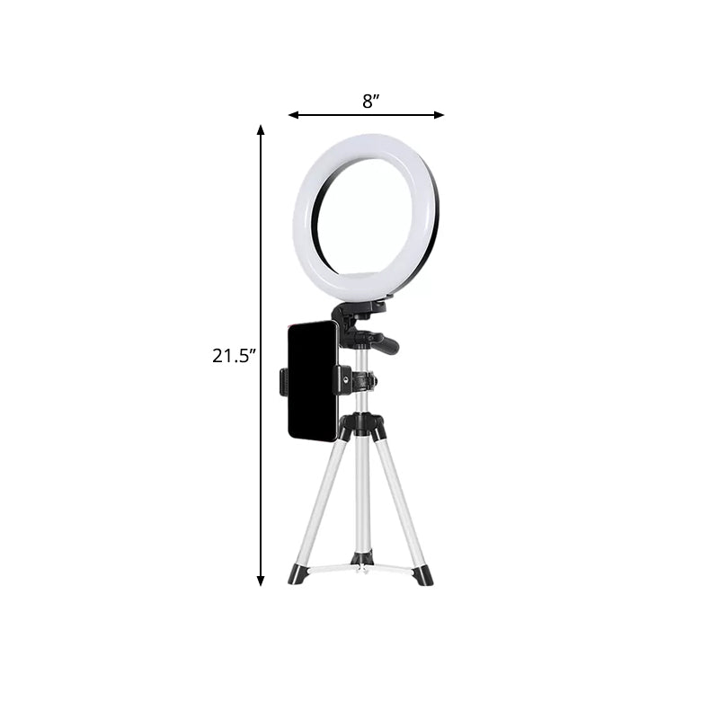 Circle Metallic Vanity Lighting Modern Style Black USB LED Fill Flash Light with Tripod Design Clearhalo 'Cast Iron' 'Glass' 'Industrial' 'Modern wall lights' 'Modern' 'Tiffany' 'Traditional wall lights' 'Vanity Lights' 'Wall Lights' Lighting' 1782051