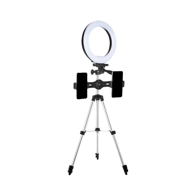 Circle Metallic Vanity Lighting Modern Style Black USB LED Fill Flash Light with Tripod Design Clearhalo 'Cast Iron' 'Glass' 'Industrial' 'Modern wall lights' 'Modern' 'Tiffany' 'Traditional wall lights' 'Vanity Lights' 'Wall Lights' Lighting' 1782055