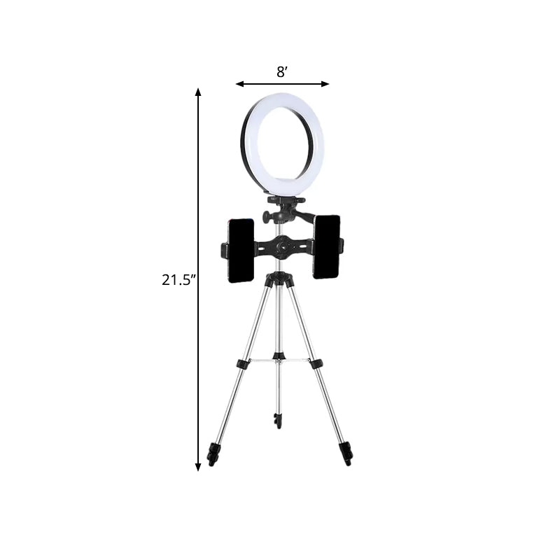 Circle Metallic Vanity Lighting Modern Style Black USB LED Fill Flash Light with Tripod Design Clearhalo 'Cast Iron' 'Glass' 'Industrial' 'Modern wall lights' 'Modern' 'Tiffany' 'Traditional wall lights' 'Vanity Lights' 'Wall Lights' Lighting' 1782056