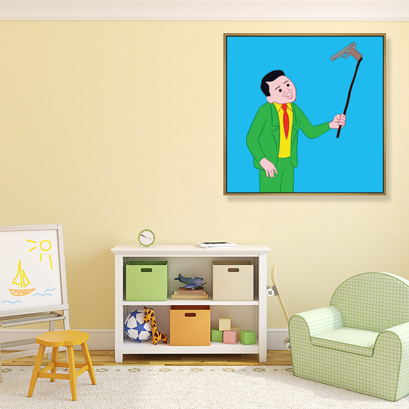 Illustration Dark Humor Comic Canvas Funky Textured Wall Art Decor for Boys Room