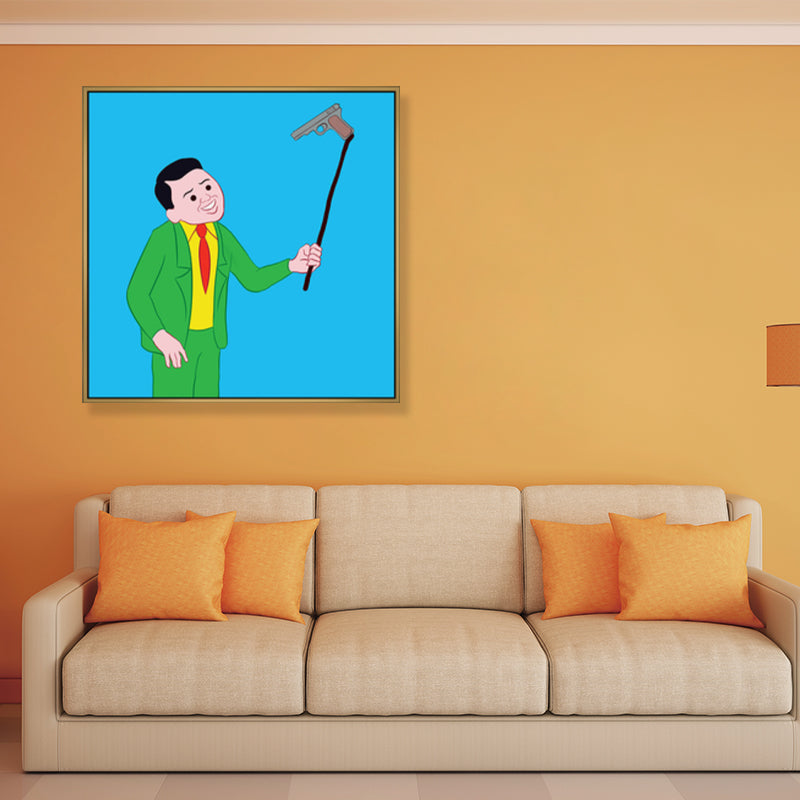 Illustration Dark Humor Comic Canvas Funky Textured Wall Art Decor for Boys Room