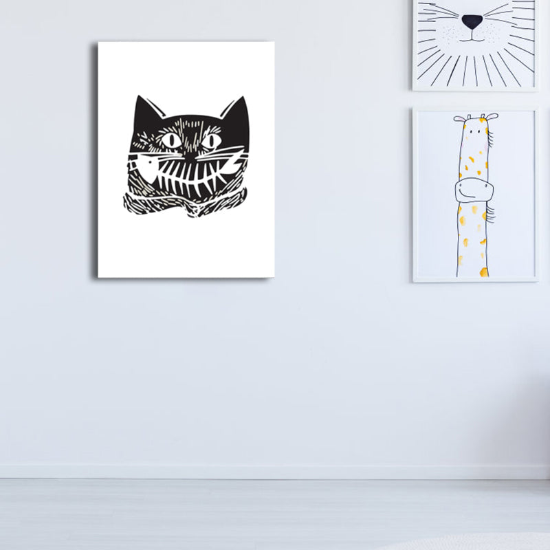 Cartoon Animal Canvas Wall Art Textured Kids Style Girls Room Wall Decor in Soft Color Clearhalo 'Art Gallery' 'Canvas Art' 'Kids' Arts' 1782440