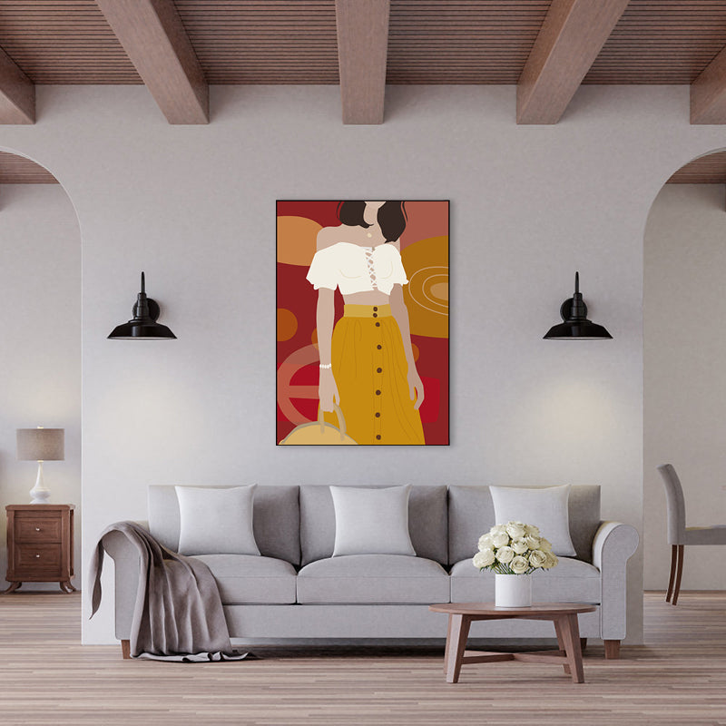 Illustration Girls Dress Wall Art Glam Cool Fashion Canvas Print in Soft Color for Room