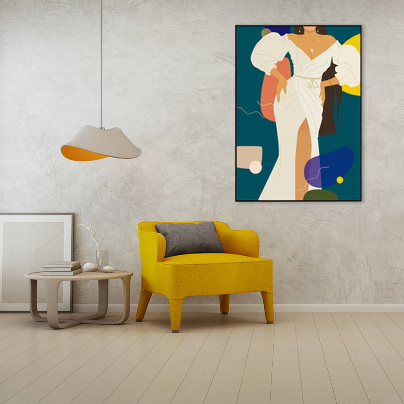Illustration Girls Dress Wall Art Glam Cool Fashion Canvas Print in Soft Color for Room