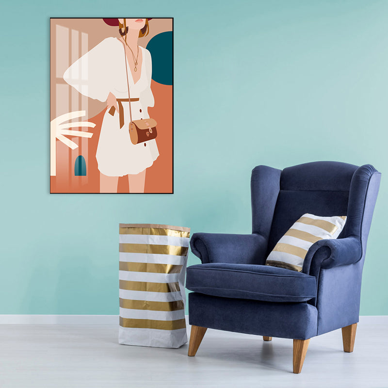 Illustration Girls Dress Wall Art Glam Cool Fashion Canvas Print in Soft Color for Room