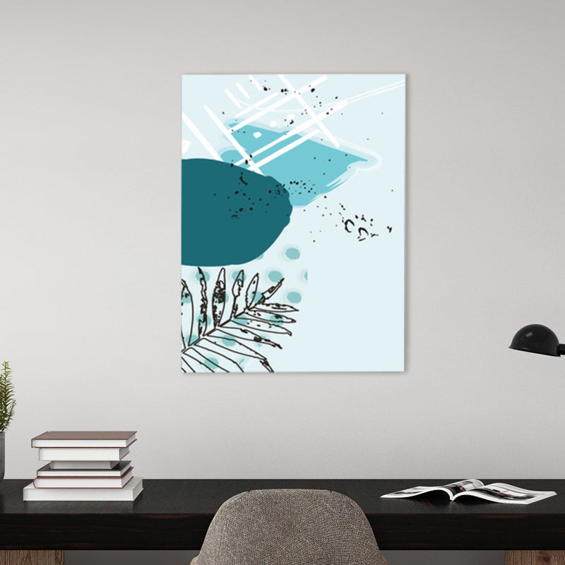 Leaves Canvas Wall Art Textured Scandinavian Style Bedroom Painting in Light Color - Clearhalo - 'Arts' - 'Canvas Art' - 1782822