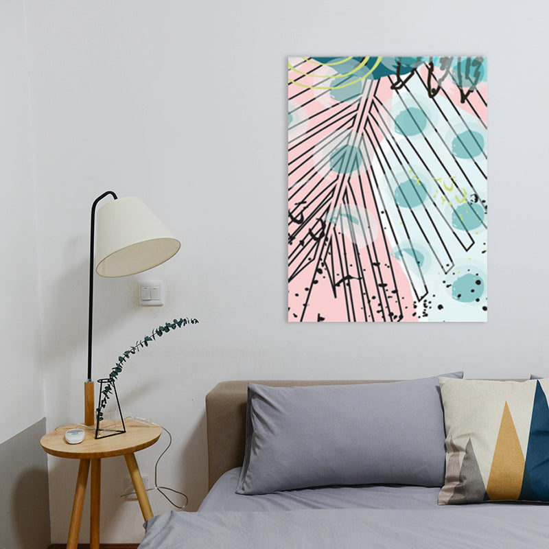 Leaves Canvas Wall Art Textured Scandinavian Style Bedroom Painting in Light Color - Clearhalo - 'Arts' - 'Canvas Art' - 1782826