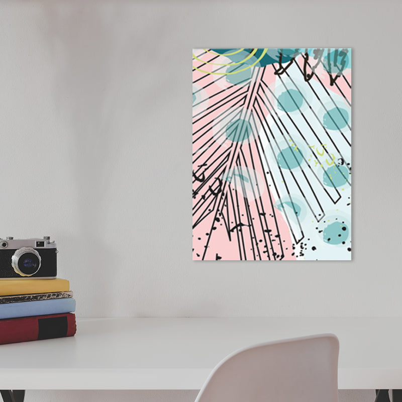 Leaves Canvas Wall Art Textured Scandinavian Style Bedroom Painting in Light Color - Clearhalo - 'Arts' - 'Canvas Art' - 1782827