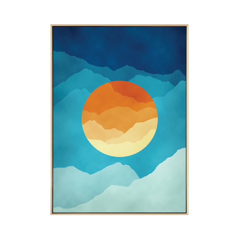 Cloudy Full Moon Night Canvas Kids Style Textured Bedroom Wall Art Decor in Soft Color Clearhalo 'Art Gallery' 'Canvas Art' 'Kids' Arts' 1783285