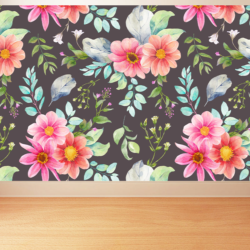 Modern Blossom Flower Print Mural Wallpaper Pastel Color Florentine Wall Covering Clearhalo 'Wall Decor' 'Wall Mural' 1783920