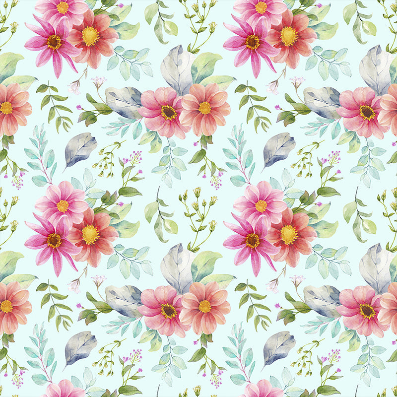 Modern Blossom Flower Print Mural Wallpaper Pastel Color Florentine Wall Covering Clearhalo 'Wall Decor' 'Wall Mural' 1783927