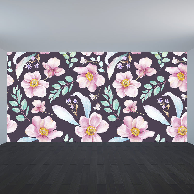 Modern Blossom Flower Print Mural Wallpaper Pastel Color Florentine Wall Covering Light Pink Clearhalo 'Wall Decor' 'Wall Mural' 1783939