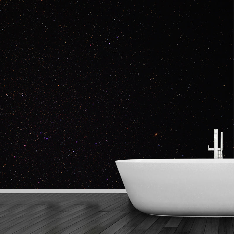 Photo Print Contemporary Mural Black Night and Starry Sky Wall Covering, Optional Size Black Design 1 Clearhalo 'Wall Decor' 'Wall Mural' 1784033