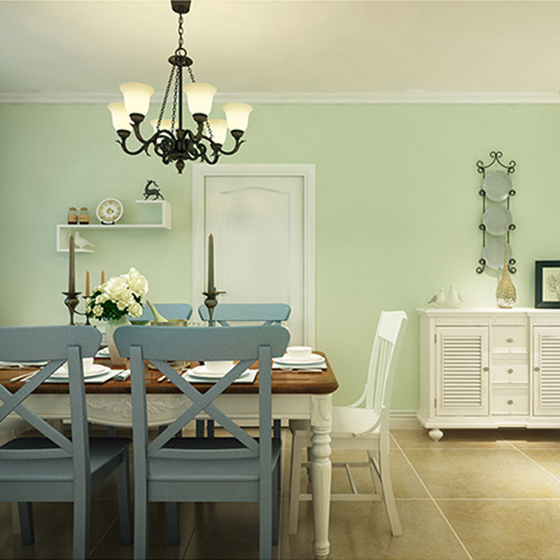 Non-Woven Wallpaper with Plain Color, 33'L x 20.5"W Light Green Clearhalo 'Modern wall decor' 'Modern' 'Wallpaper' Wall Decor' 1784112