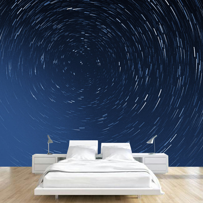 Modern Universe Whirlpool Mural Wallpaper Dark Color Stain-Proof Wall Art for Home Blue Clearhalo 'Wall Decor' 'Wall Mural' 1784360
