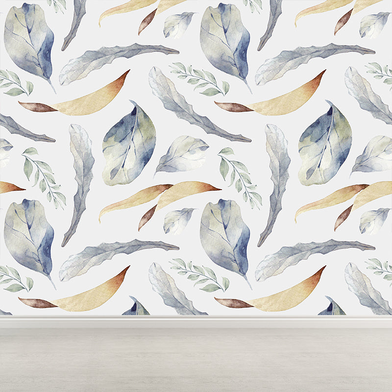 Contemporary Girls Mural Wallpaper Floral Design Light Color Wall Covering, Custom Light Green Clearhalo 'Wall Decor' 'Wall Mural' 1784370