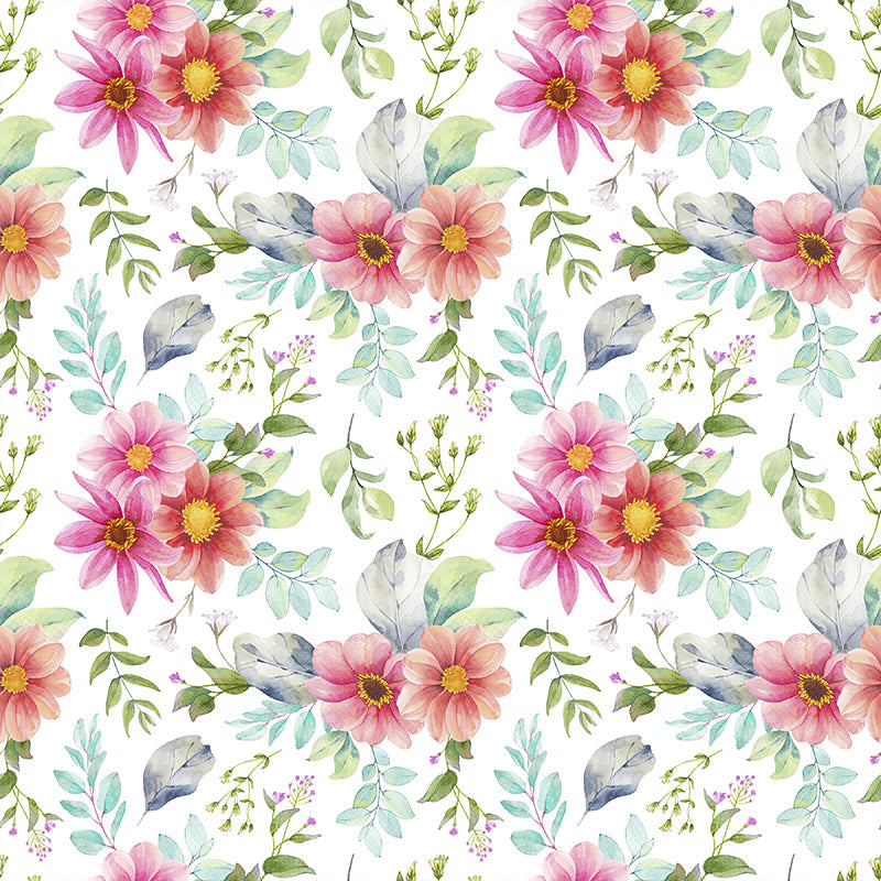 Contemporary Girls Mural Wallpaper Floral Design Light Color Wall Covering, Custom Clearhalo 'Wall Decor' 'Wall Mural' 1784393