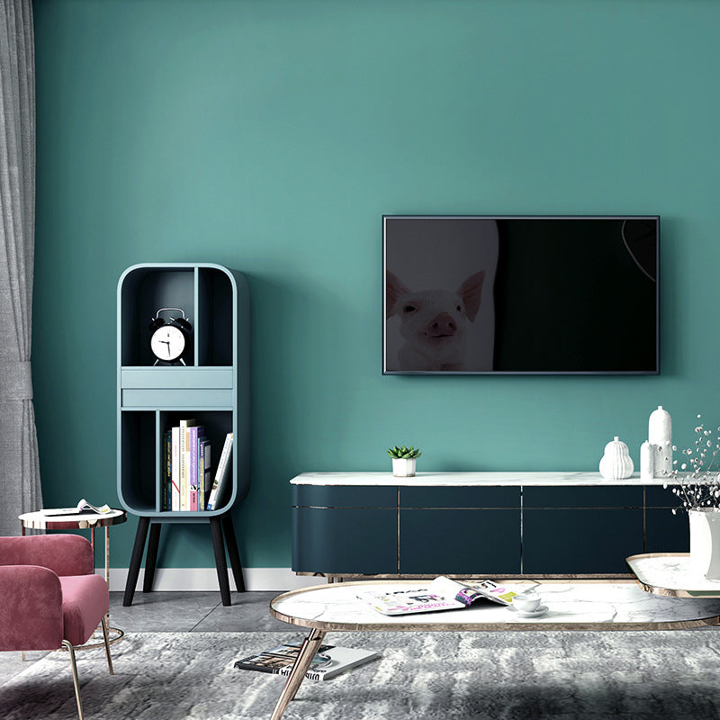 Stain-Resistant Non-Pasted Plain Color Non-Woven Wallpaper with Lightness Peacock Blue Clearhalo 'Modern wall decor' 'Modern' 'Wallpaper' Wall Decor' 1784540