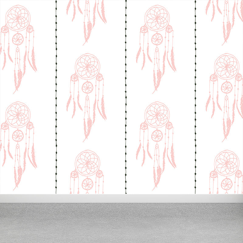 Feather Print Mural Decal Contemporary Non-Woven Textured Wall Covering in Soft Color Pink Clearhalo 'Wall Decor' 'Wall Mural' 1785022