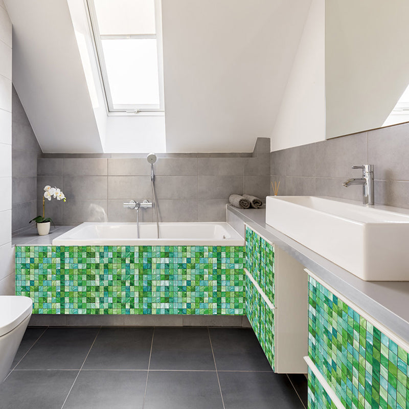 PVC Green Wallpaper Border Bohemian Mosaic Tile Self-Sticking Wall Decor, 7.9' L x 8" W Clearhalo 'Wall Decor' 'Wallpaper' 1785134