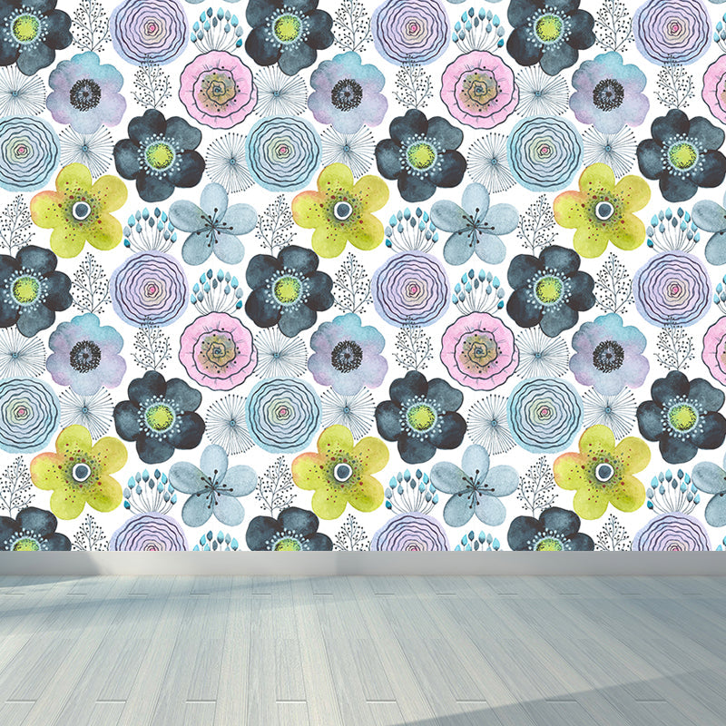 Colorful Flowers Mural Wallpaper Abstract Modern Moisture Resistant Wall Art for Room Clearhalo 'Wall Decor' 'Wall Mural' 1785889