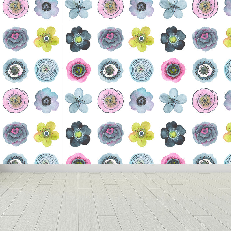 Colorful Flowers Mural Wallpaper Abstract Modern Moisture Resistant Wall Art for Room Clearhalo 'Wall Decor' 'Wall Mural' 1785895