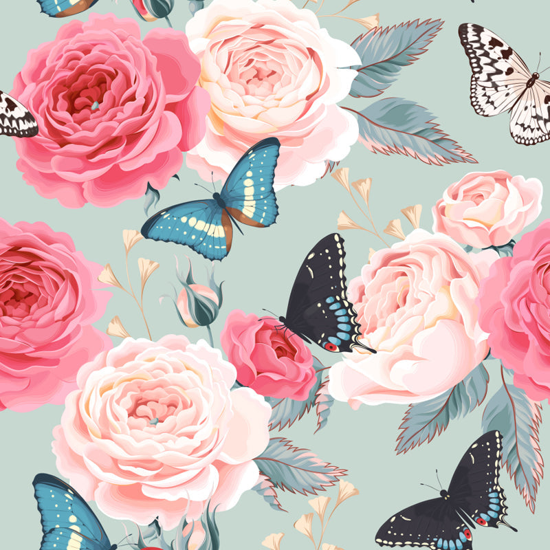 Modern Flower Rose Bloom Mural Pastel Moisture Resistant Wall Decor for Girls Room Clearhalo 'Wall Decor' 'Wall Mural' 1786071