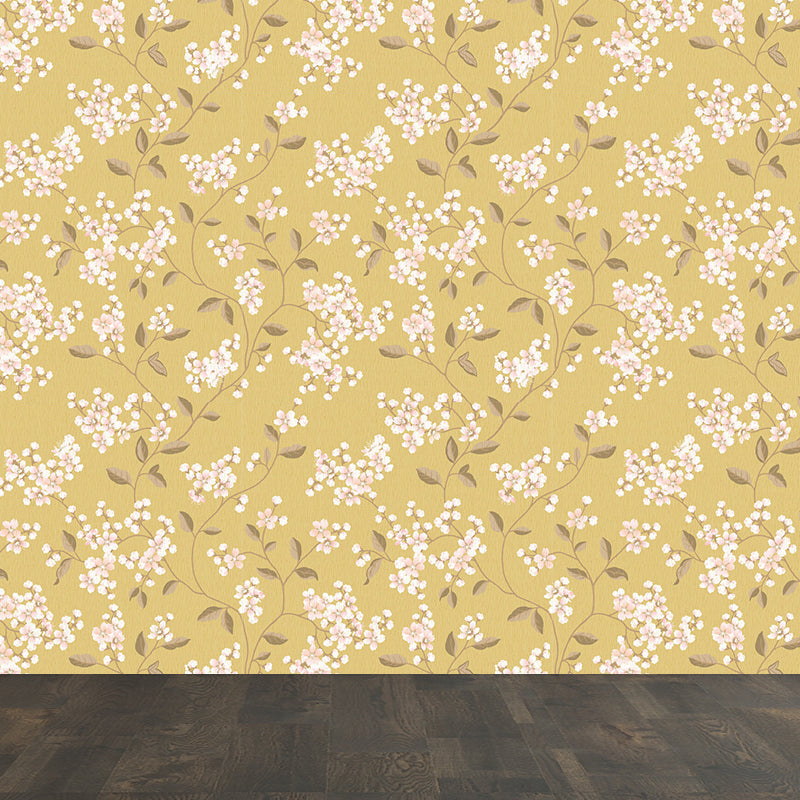 Light Color Flowers Wall Mural Decal Moisture Resistant Modern Girls Bedroom Wal Art Clearhalo 'Wall Decor' 'Wall Mural' 1786130