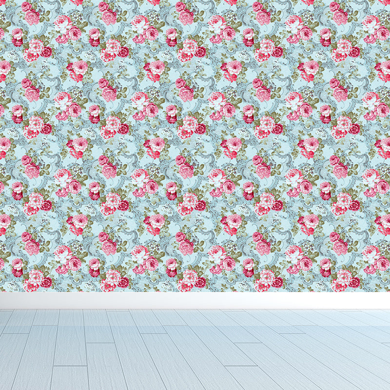 Non-Woven Stain Resistant Mural Modernist Flower Pattern Wall Decor for Living Room Red Clearhalo 'Wall Decor' 'Wall Mural' 1786163