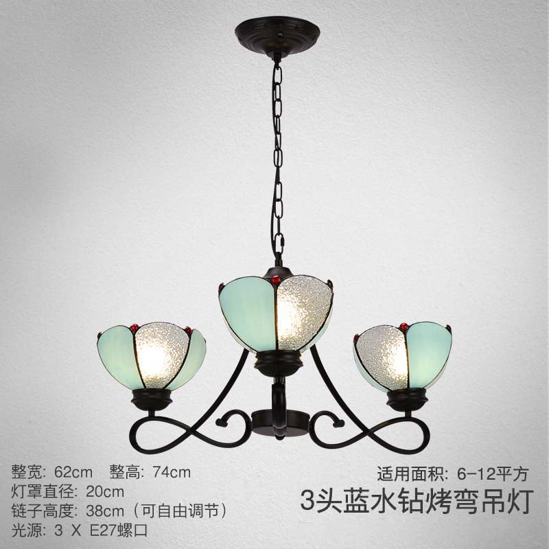 3/5 Lights Scalloped/Cone Hanging Chandelier Baroque White/Yellow/Beige Glass Suspension Lighting for Living Room with Curved Arm 3 Gray-Blue Clearhalo 'Ceiling Lights' 'Chandeliers' 'Close To Ceiling Lights' 'Glass shade' 'Glass' 'Industrial' 'Middle Century Chandeliers' 'Tiffany Chandeliers' 'Tiffany close to ceiling' 'Tiffany' Lighting' 1787846