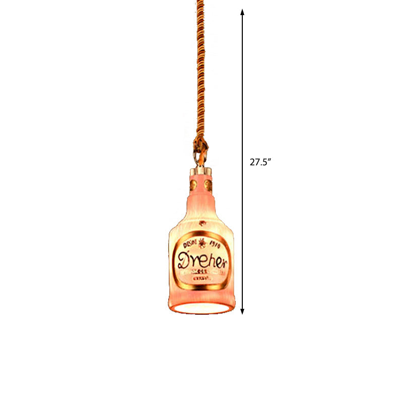 Resin Red/Yellow Drop Pendant Wine Bottle 1 Light Industrial Style Hanging Lamp Kit for Restaurant Clearhalo 'Ceiling Lights' 'Industrial Pendants' 'Industrial' 'Middle Century Pendants' 'Pendant Lights' 'Pendants' 'Tiffany' Lighting' 1787916