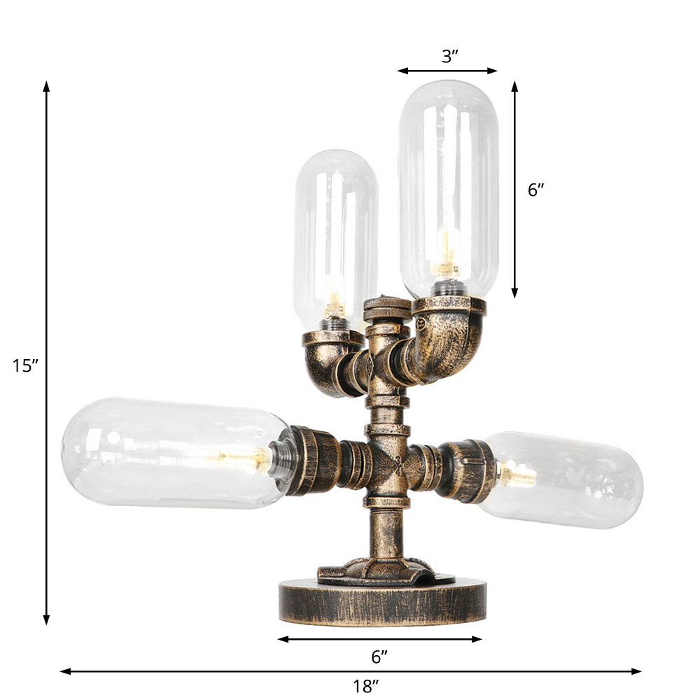 4 Bulbs LED Table Lighting Vintage Capsule Shade Amber/Clear Glass Nightstand Lamp for Bedroom Clearhalo 'Lamps' 'Table Lamps' Lighting' 1788034