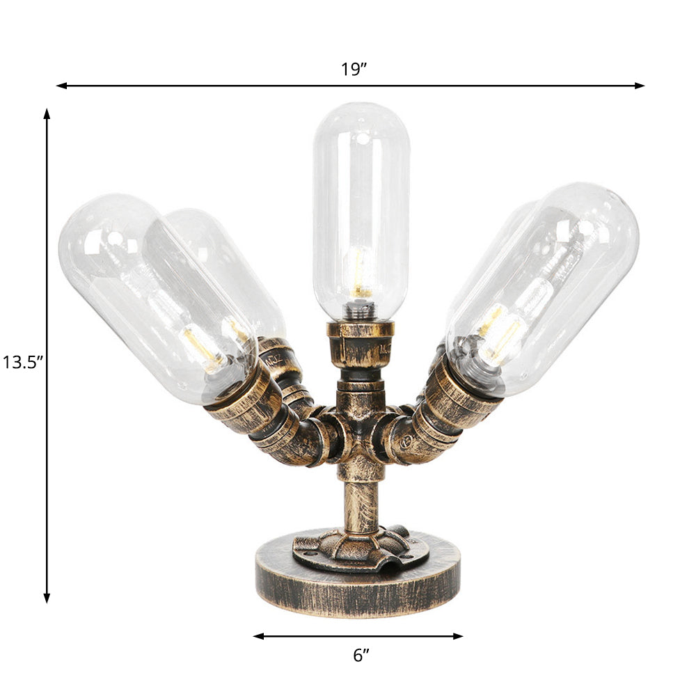 4 Bulbs LED Table Lighting Vintage Capsule Shade Amber/Clear Glass Nightstand Lamp for Bedroom Clearhalo 'Lamps' 'Table Lamps' Lighting' 1788037
