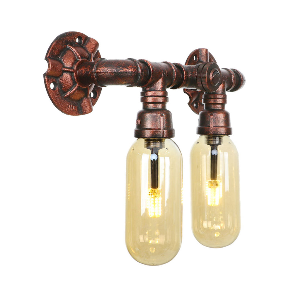 Metal Weathered Copper Sconce Lamp Water Pipe 2/4 Lights Living Room LED Wall Mount Lighting Clearhalo 'Art deco wall lights' 'Cast Iron' 'Glass' 'Industrial wall lights' 'Industrial' 'Middle century wall lights' 'Modern' 'Rustic wall lights' 'Tiffany' 'Traditional wall lights' 'Wall Lamps & Sconces' 'Wall Lights' Lighting' 1788120