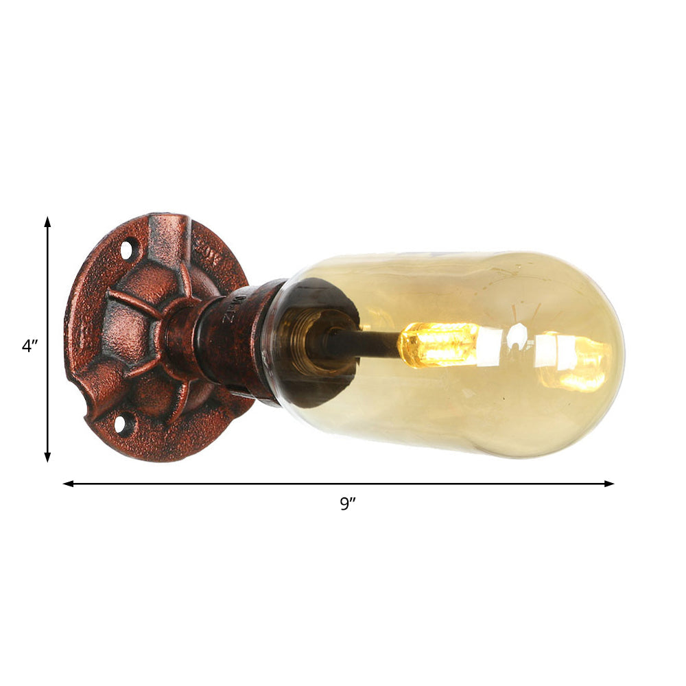 Capsule Amber Glass Wall Lighting Vintage 1/2 Bulbs Living Room Sconce Lamp in Weathered Copper Clearhalo 'Art deco wall lights' 'Cast Iron' 'Glass' 'Industrial wall lights' 'Industrial' 'Middle century wall lights' 'Modern' 'Rustic wall lights' 'Tiffany' 'Traditional wall lights' 'Wall Lamps & Sconces' 'Wall Lights' Lighting' 1788145