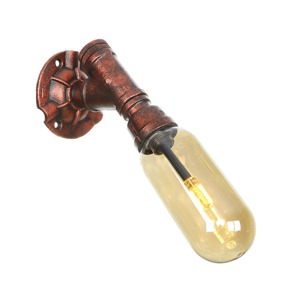 Weathered Copper 1 Bulb Sconce Lamp Vintage Amber Glass Capsule LED Wall Mount Light Fixture Clearhalo 'Art deco wall lights' 'Cast Iron' 'Glass' 'Industrial wall lights' 'Industrial' 'Middle century wall lights' 'Modern' 'Rustic wall lights' 'Tiffany' 'Traditional wall lights' 'Wall Lamps & Sconces' 'Wall Lights' Lighting' 1788176